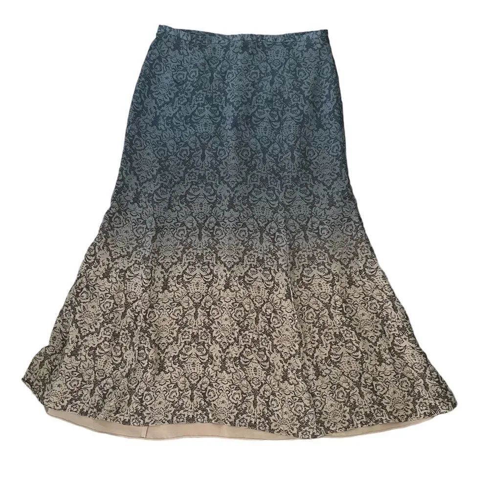 Liz Claiborne 100% Silk Skirt Lace Ombré print Zipper Back A-line size 8
